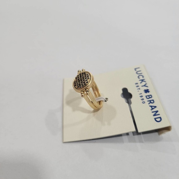 Lucky Brand Gold-Tone Pave Circle Statement Ring NWT Size 7 - Picture 3 of 6